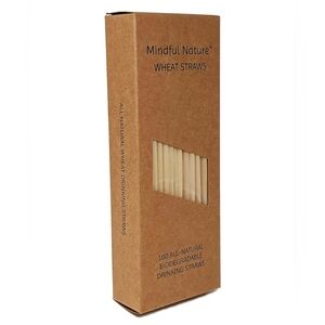 Mindful Nature® Wheat Straws - 100 All-Natural Drinking Straws - Single use